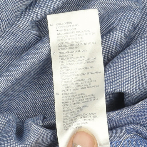 Jasper Conran Men’s Blue Cotton Polo Shirt L Short Sleeve Casual