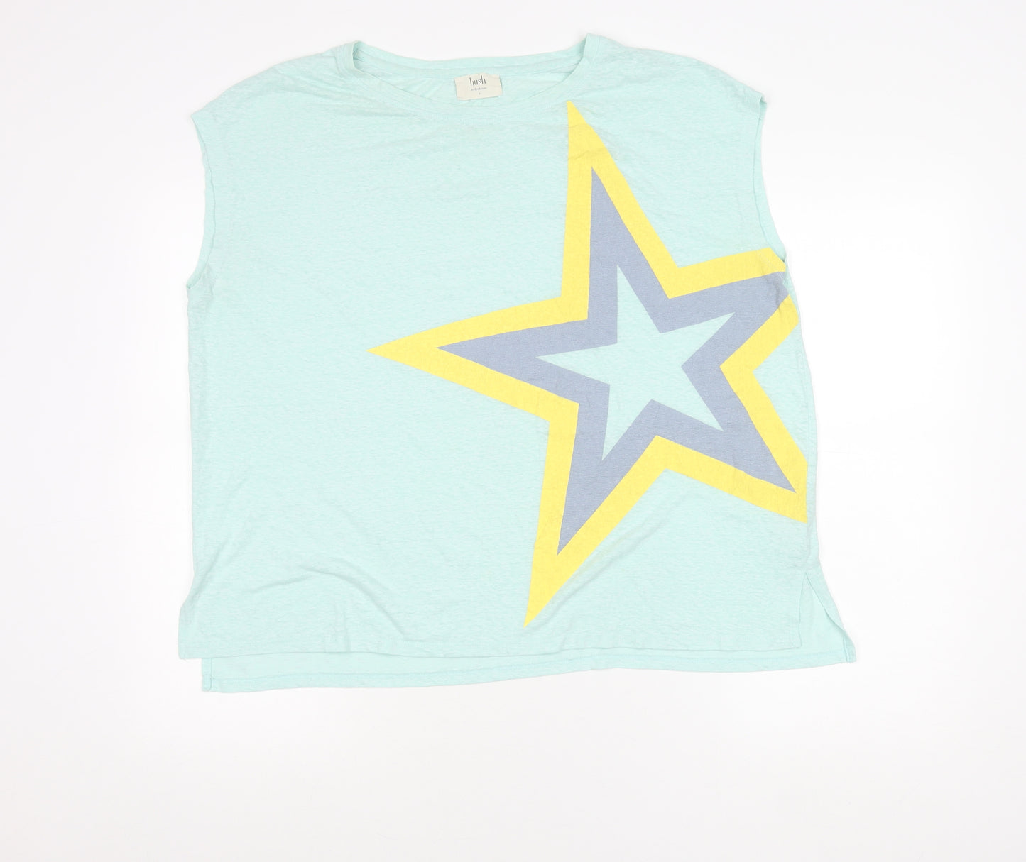 Hush Womens Blue Tank Top Size 12 Star Print Sleeveless Cotton Blend