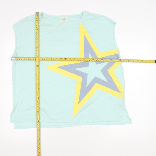 Hush Womens Blue Tank Top Size 12 Star Print Sleeveless Cotton Blend