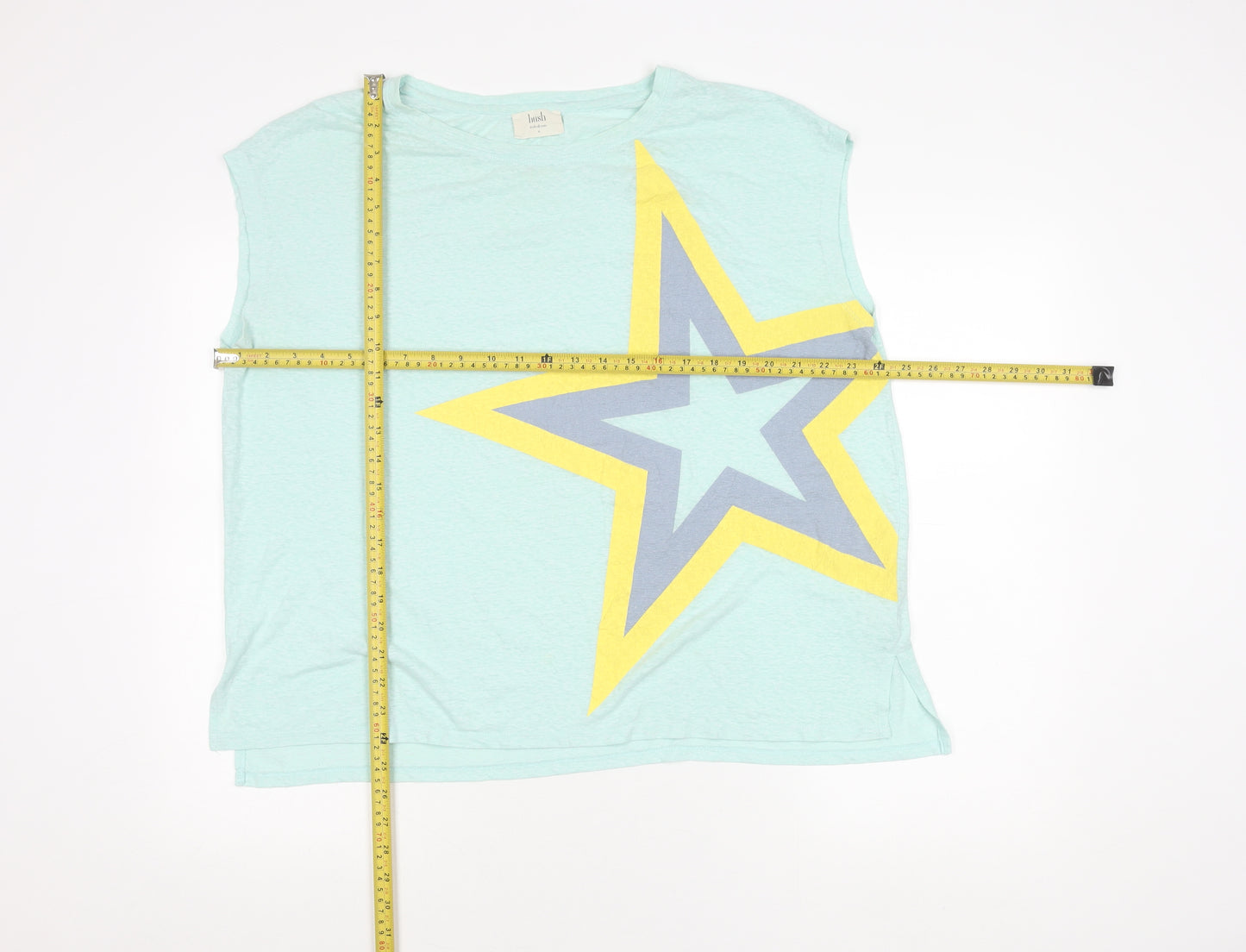 Hush Womens Blue Tank Top Size 12 Star Print Sleeveless Cotton Blend