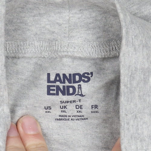 Lands' End Men's Grey 2XL Pullover Sweatshirt Mock Neck Jersey