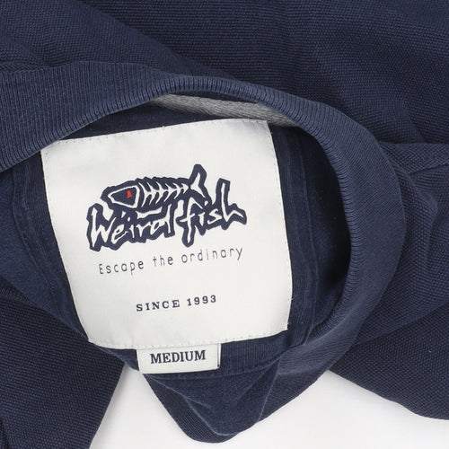 Weird Fish Men's Blue Polo Shirt Size M Cotton Short Sleeve