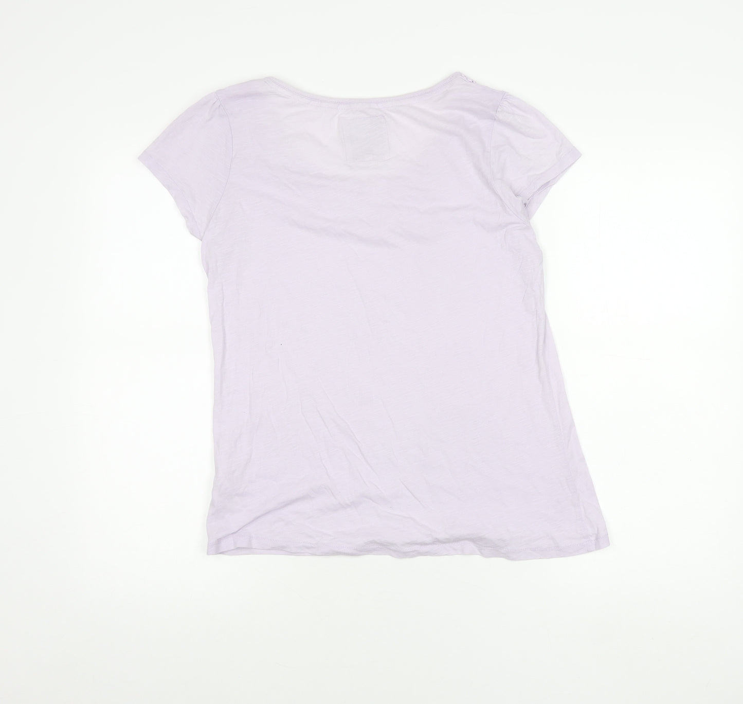 John Rocha Womens Purple Cotton Crochet Neck T-Shirt Size 14