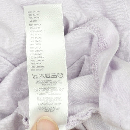 John Rocha Womens Purple Cotton Crochet Neck T-Shirt Size 14