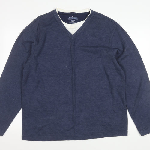 Marks and Spencer Blue Harbour Unisex Blue V-Neck Pullover Jumper M
