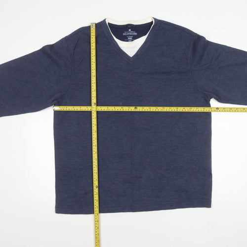Marks and Spencer Blue Harbour Unisex Blue V-Neck Pullover Jumper M