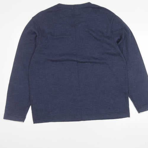 Marks and Spencer Blue Harbour Unisex Blue V-Neck Pullover Jumper M