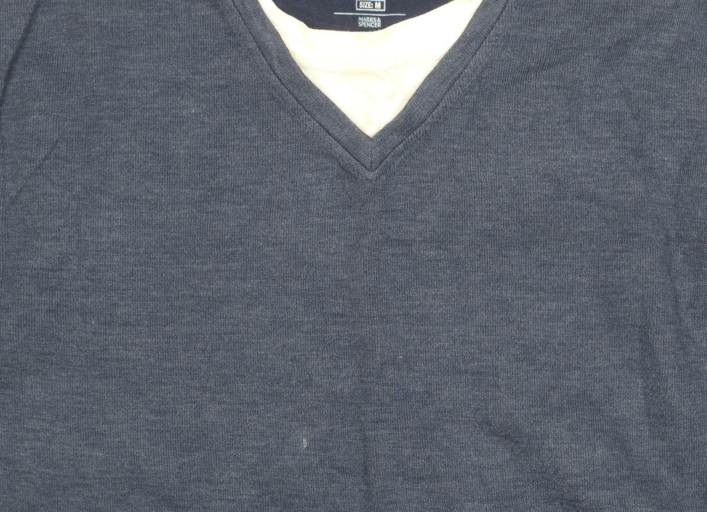 Marks and Spencer Blue Harbour Unisex Blue V-Neck Pullover Jumper M