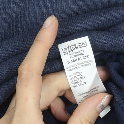 Marks and Spencer Blue Harbour Unisex Blue V-Neck Pullover Jumper M