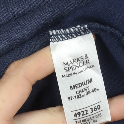 Marks and Spencer Blue Harbour Unisex Blue V-Neck Pullover Jumper M
