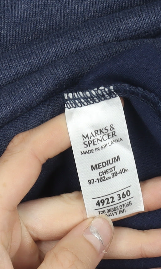Marks and Spencer Blue Harbour Unisex Blue V-Neck Pullover Jumper M