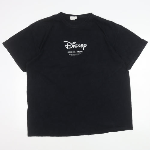 Disney Men’s Black 2XL Glow in Dark Logo Graphic T-Shirt