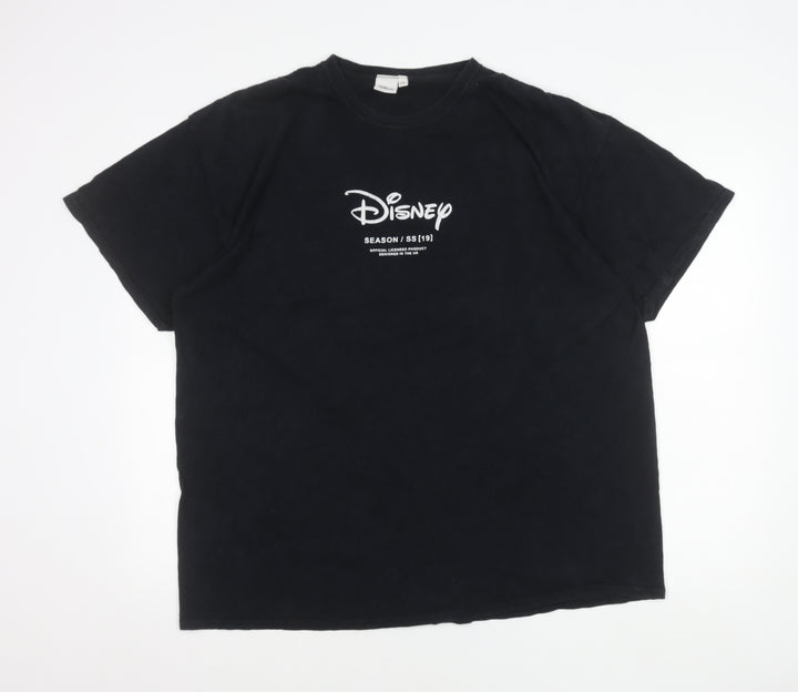Disney Men’s Black 2XL Glow in Dark Logo Graphic T-Shirt