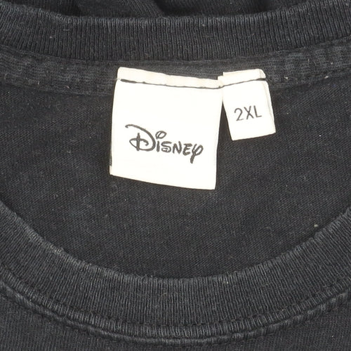 Disney Men’s Black 2XL Glow in Dark Logo Graphic T-Shirt