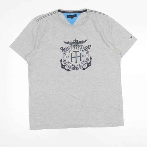 Tommy Hilfiger Men's Grey XL Nautical Logo Short Sleeve T-Shirt