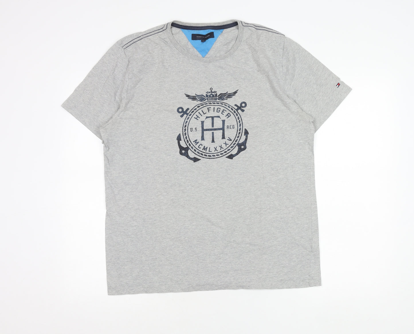 Tommy Hilfiger Men's Grey XL Nautical Logo Short Sleeve T-Shirt