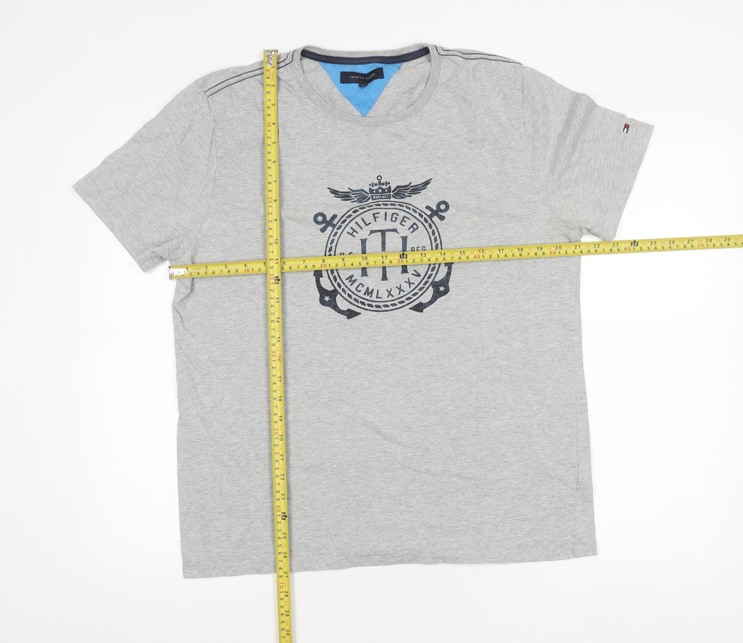 Tommy Hilfiger Men's Grey XL Nautical Logo Short Sleeve T-Shirt