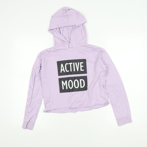 Destination Girls Purple Pullover Hoodie Size 146 Logo Print Casual