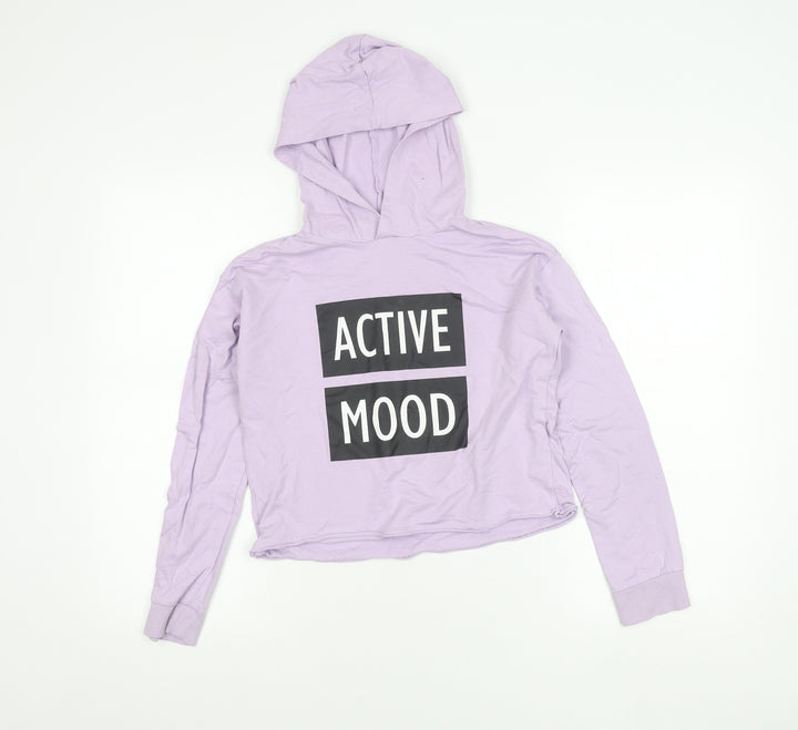 Destination Girls Purple Pullover Hoodie Size 146 Logo Print Casual