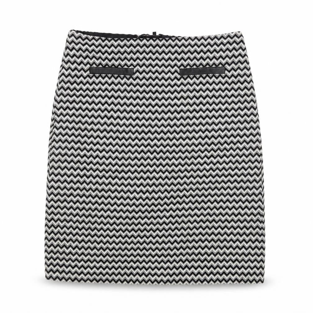 Marks and Spencer Womens Black Size 8 Pencil Skirt Geometric Tweed