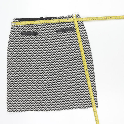 Marks and Spencer Womens Black Size 8 Pencil Skirt Geometric Tweed