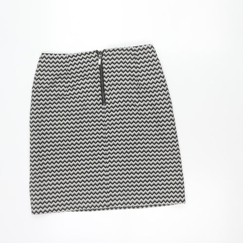 Marks and Spencer Womens Black Size 8 Pencil Skirt Geometric Tweed