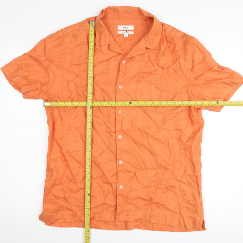 Marks and Spencer Women’s Orange Linen Button-Up Shirt M