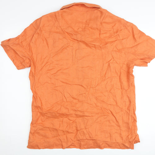 Marks and Spencer Women’s Orange Linen Button-Up Shirt M