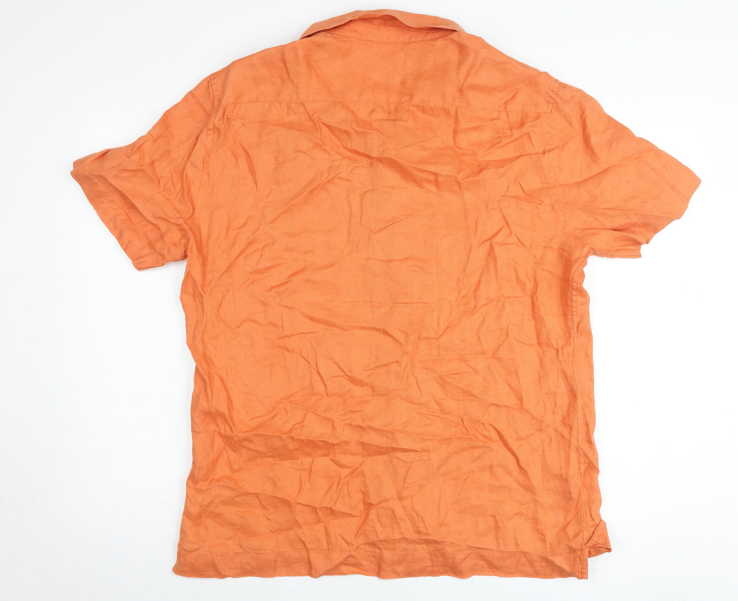 Marks and Spencer Women’s Orange Linen Button-Up Shirt M