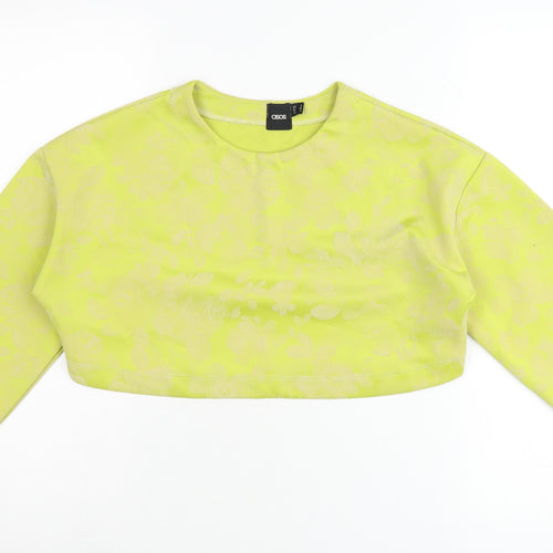 ASOS Women’s Yellow Floral Crop Top UK 8 Slim Fit 3/4 Sleeve
