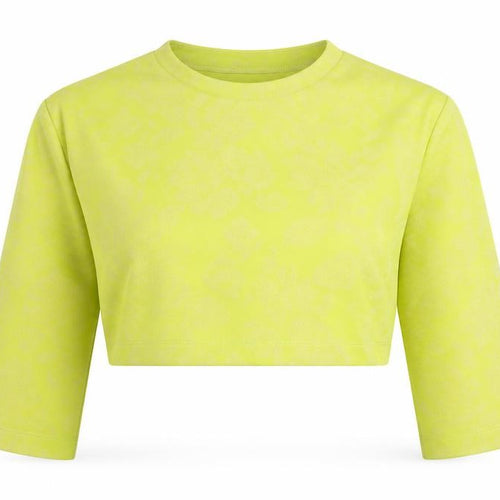 ASOS Women’s Yellow Floral Crop Top UK 8 Slim Fit 3/4 Sleeve