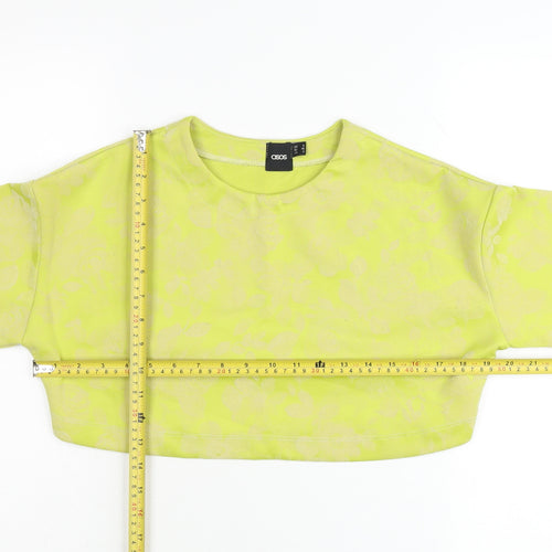 ASOS Women’s Yellow Floral Crop Top UK 8 Slim Fit 3/4 Sleeve