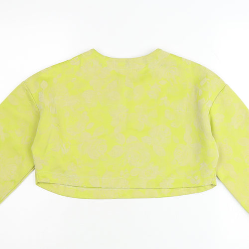 ASOS Women’s Yellow Floral Crop Top UK 8 Slim Fit 3/4 Sleeve