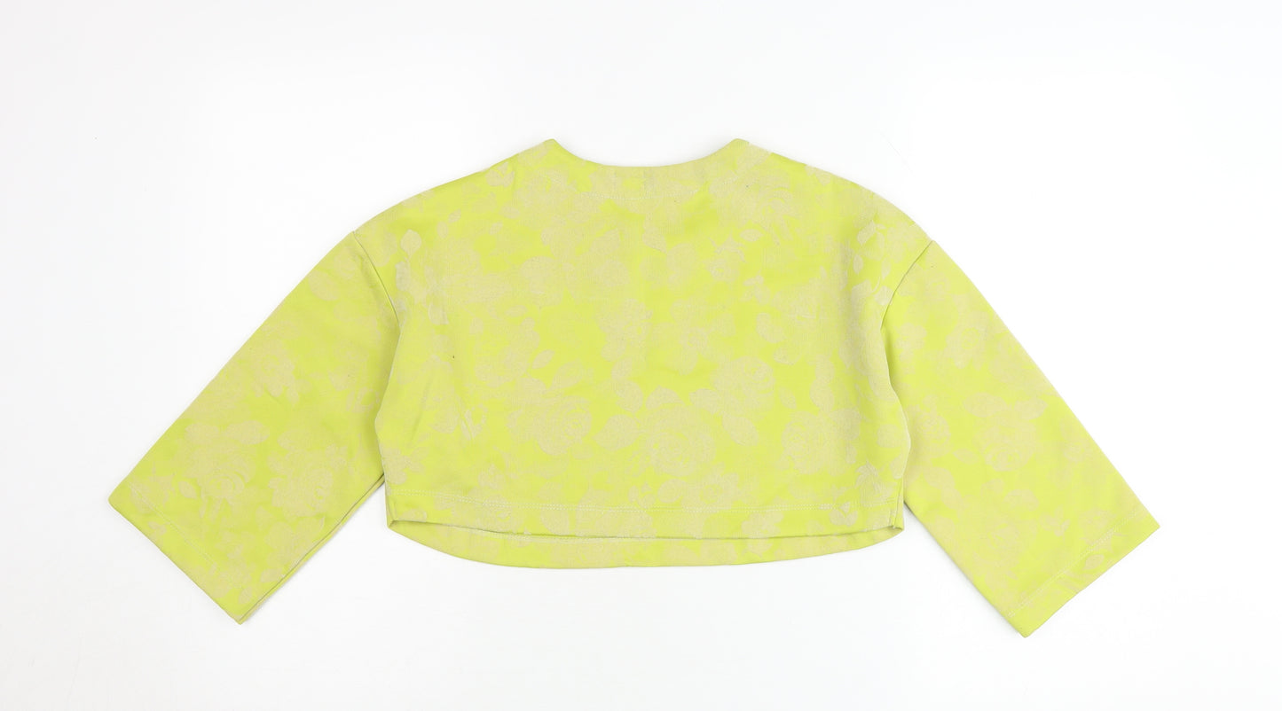 ASOS Women’s Yellow Floral Crop Top UK 8 Slim Fit 3/4 Sleeve