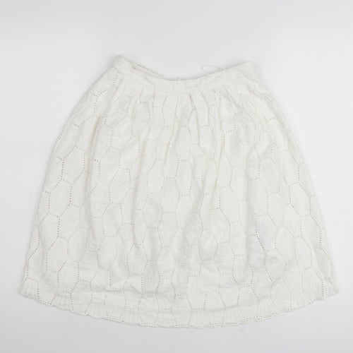Red Herring Women’s White Cotton A-Line Skirt Size 8 Knee Length Lace