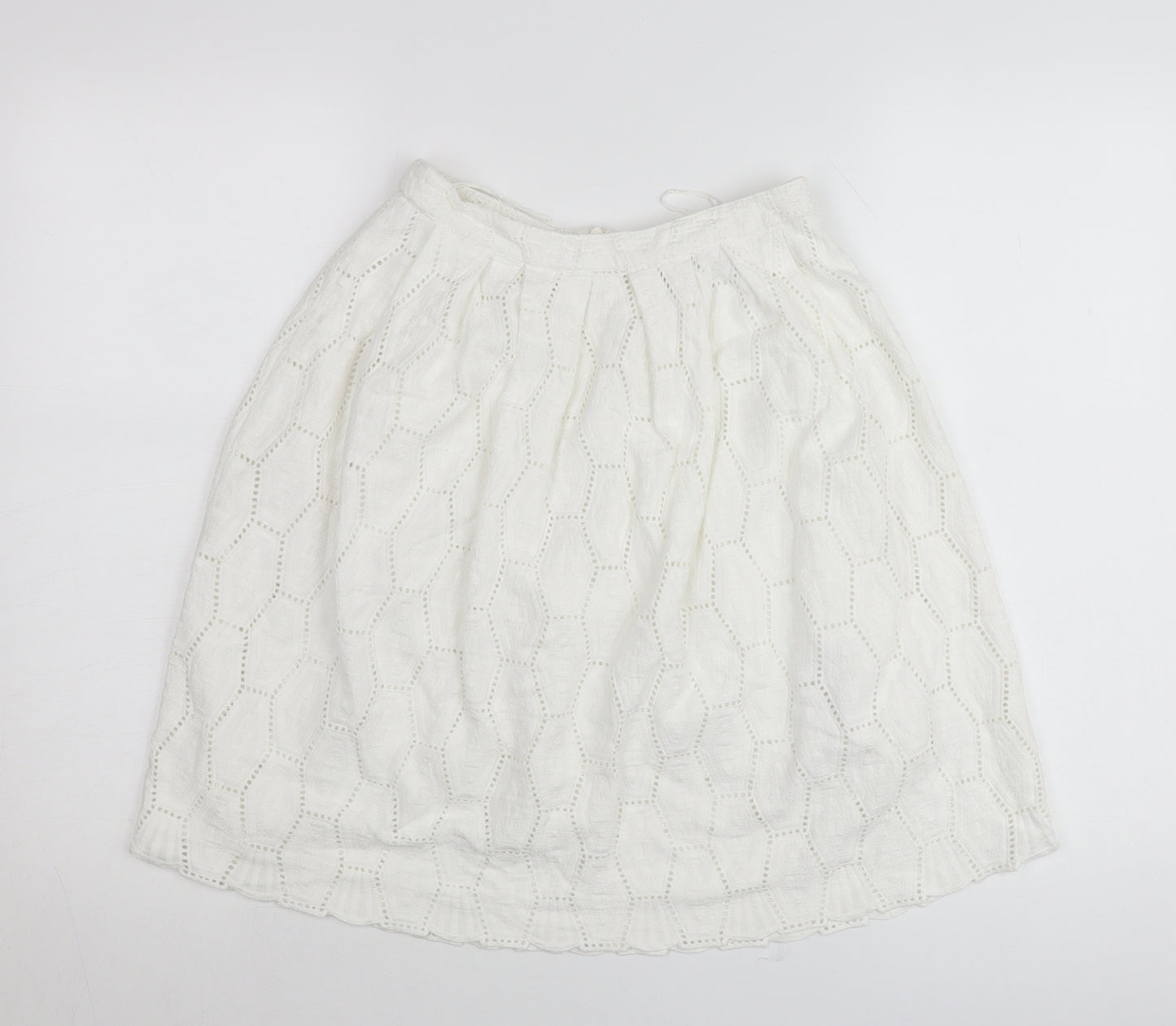 Red Herring Women’s White Cotton A-Line Skirt Size 8 Knee Length Lace