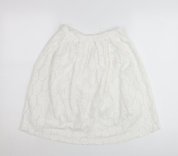 Red Herring Women’s White Cotton A-Line Skirt Size 8 Knee Length Lace
