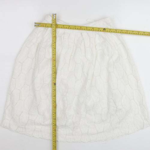 Red Herring Women’s White Cotton A-Line Skirt Size 8 Knee Length Lace