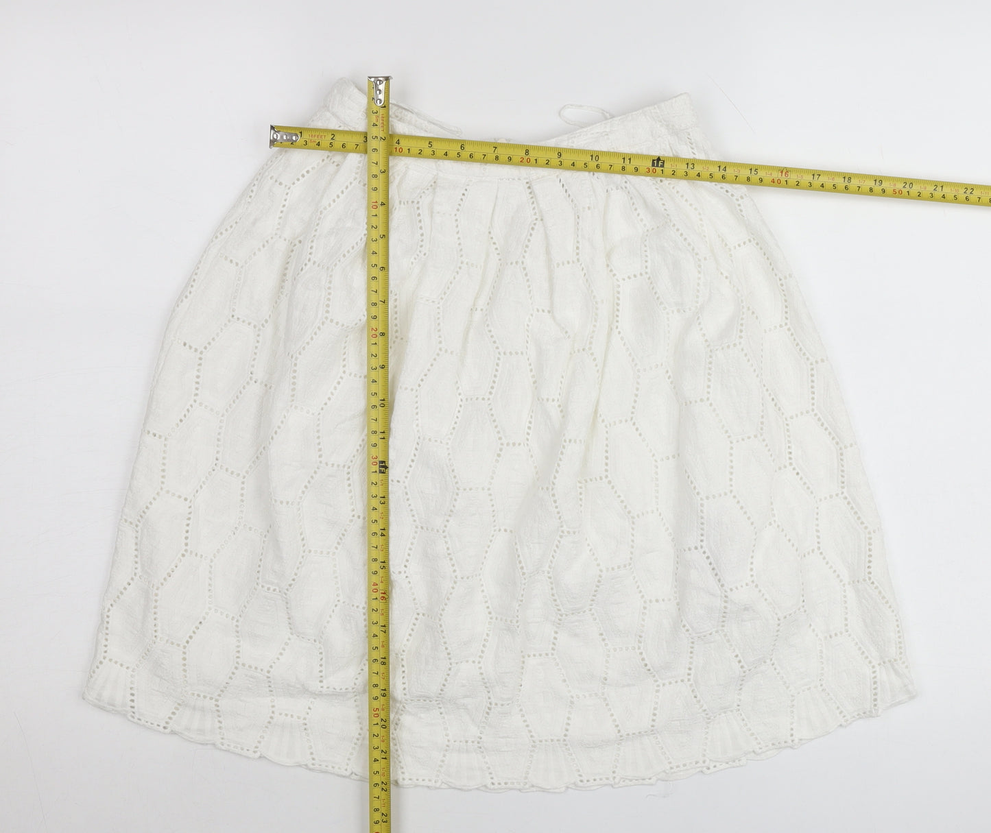 Red Herring Women’s White Cotton A-Line Skirt Size 8 Knee Length Lace