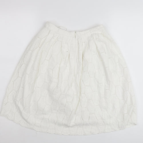 Red Herring Women’s White Cotton A-Line Skirt Size 8 Knee Length Lace