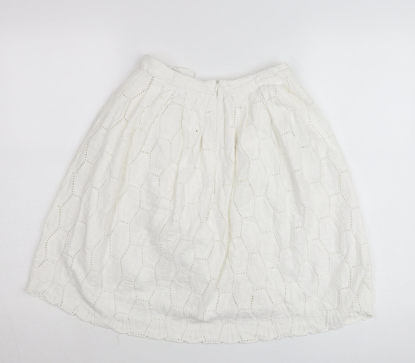 Red Herring Women’s White Cotton A-Line Skirt Size 8 Knee Length Lace