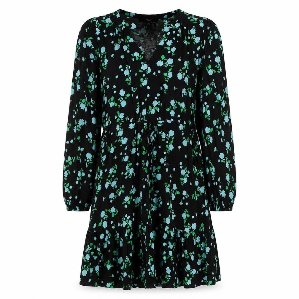 Next Women’s Black Floral Skater Dress Size 6 Viscose Knee Length