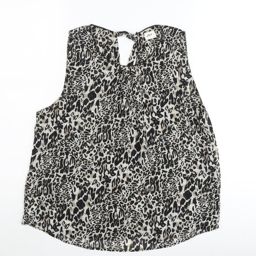 JDY Womens Blouse Top Multicoloured Animal Print Size 12 Sleeveless