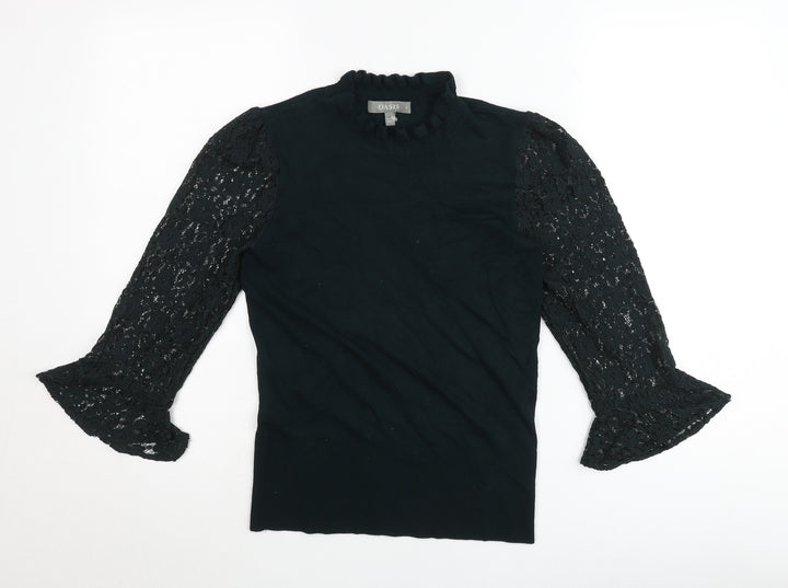 Oasis Women’s Black Lace Sleeve Tunic Blouse Size S