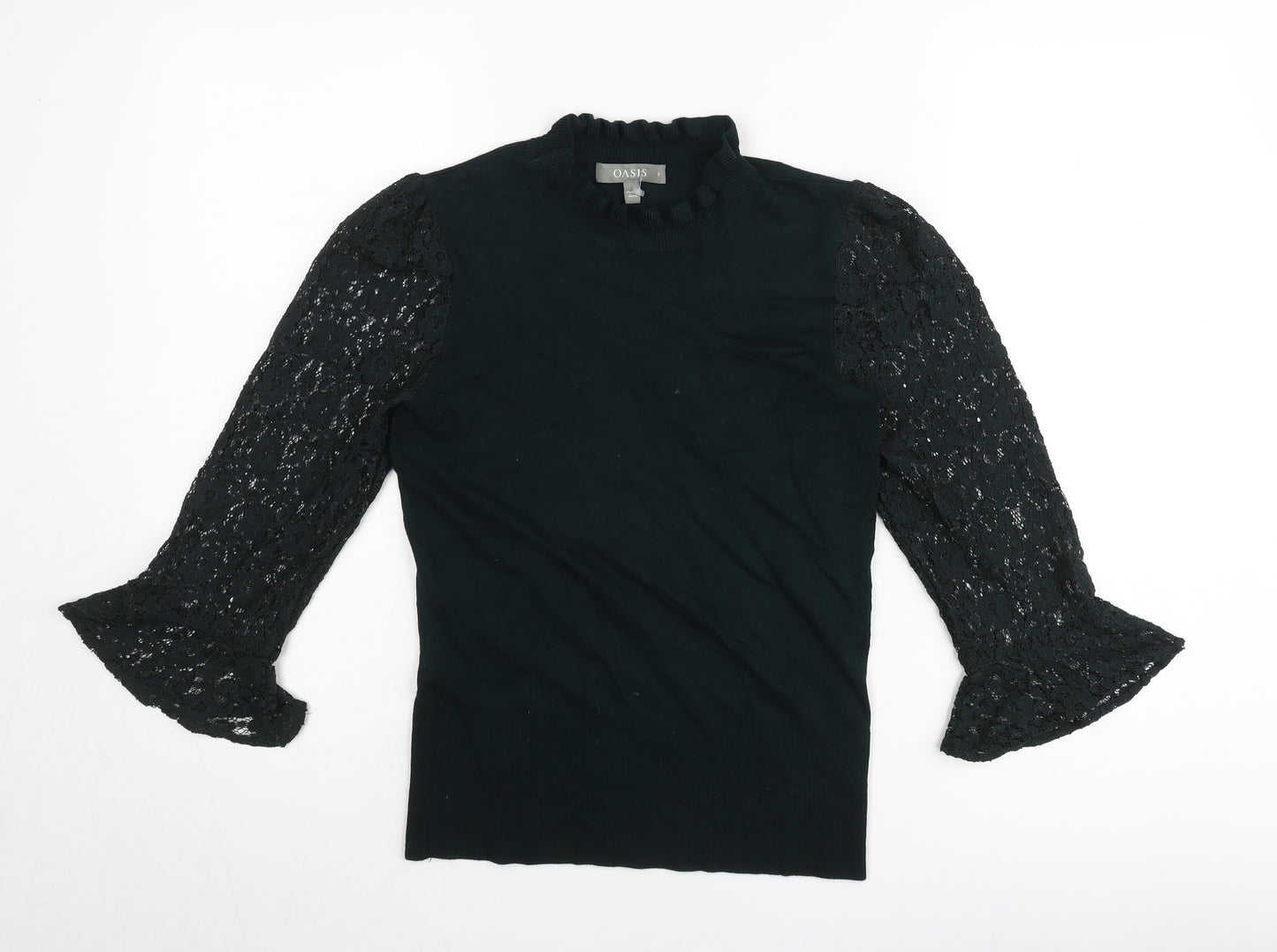 Oasis Women’s Black Lace Sleeve Tunic Blouse Size S