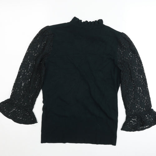 Oasis Women’s Black Lace Sleeve Tunic Blouse Size S