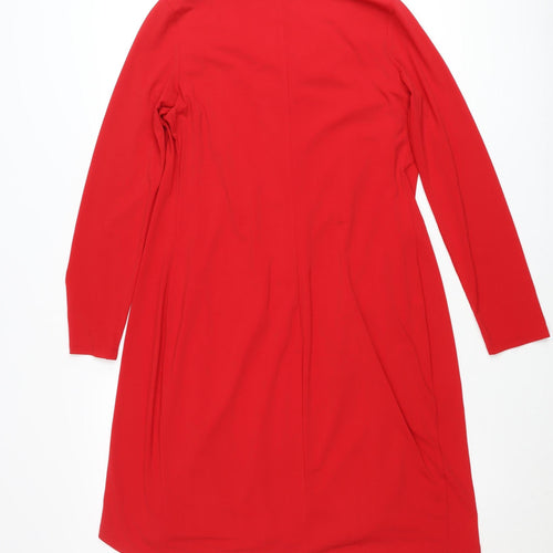 Roman Women’s Red Size 10 Wrap Dress Knee Length Long Sleeve