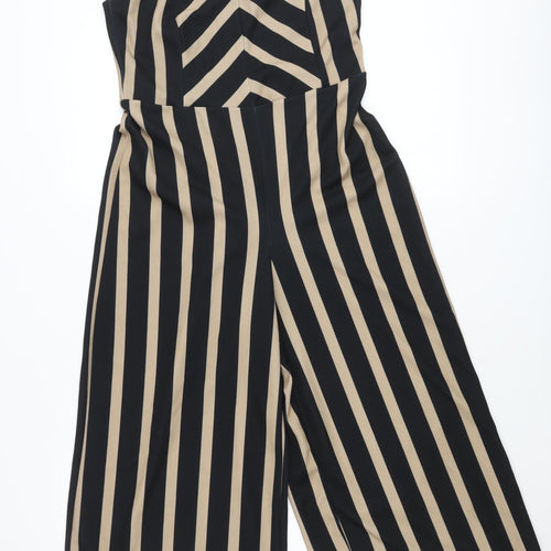 New Look Women’s Black Beige Striped Wide-Leg Jumpsuit Size 10