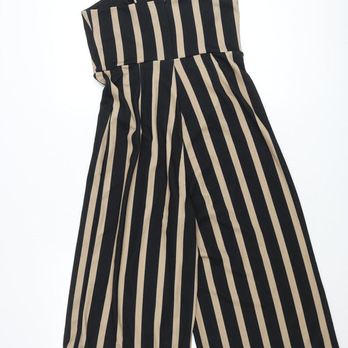 New Look Women’s Black Beige Striped Wide-Leg Jumpsuit Size 10