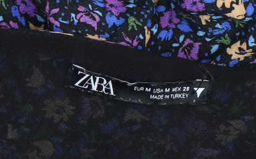Zara Women’s Multicoloured Floral A-Line V-Neck Short Dress Size 12